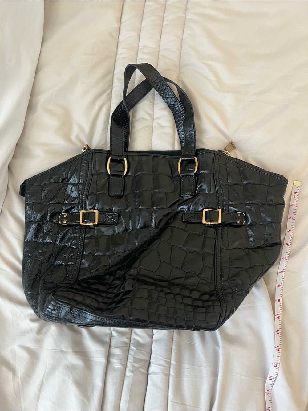 Yves Saint Laurent (YSL) Patent Croc-Embossed Downtown Tote